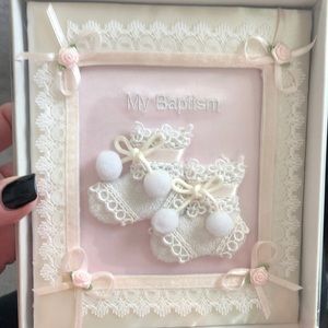 My Christening photo album  Silver pink girlBooties